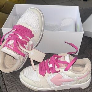Off-White Pink and Cream Sneakers